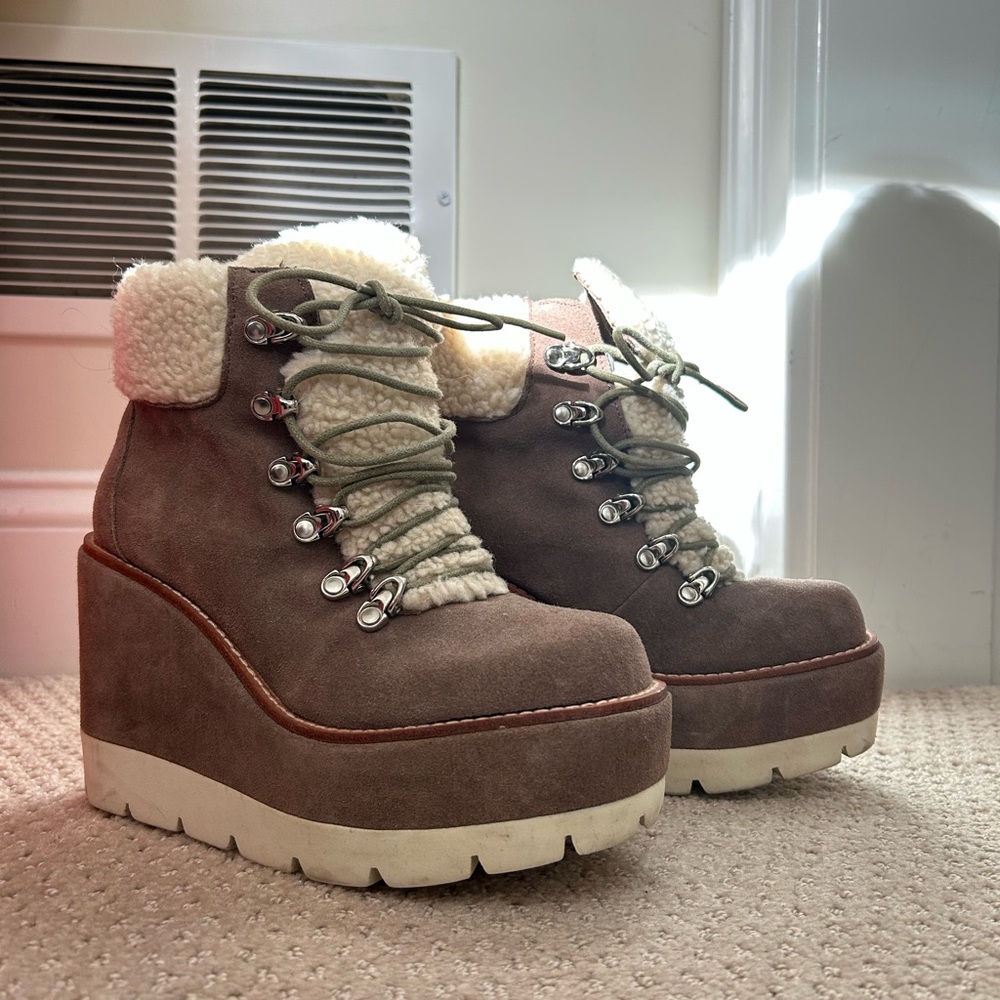 Vintage Jeffrey Campbell Platform Boots w/ Faux Fur